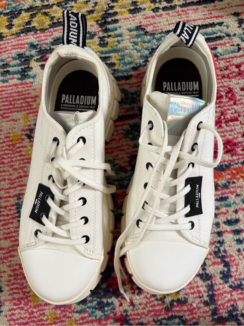 Palladium White Low-Top Canvas Sneakers with Black Accents